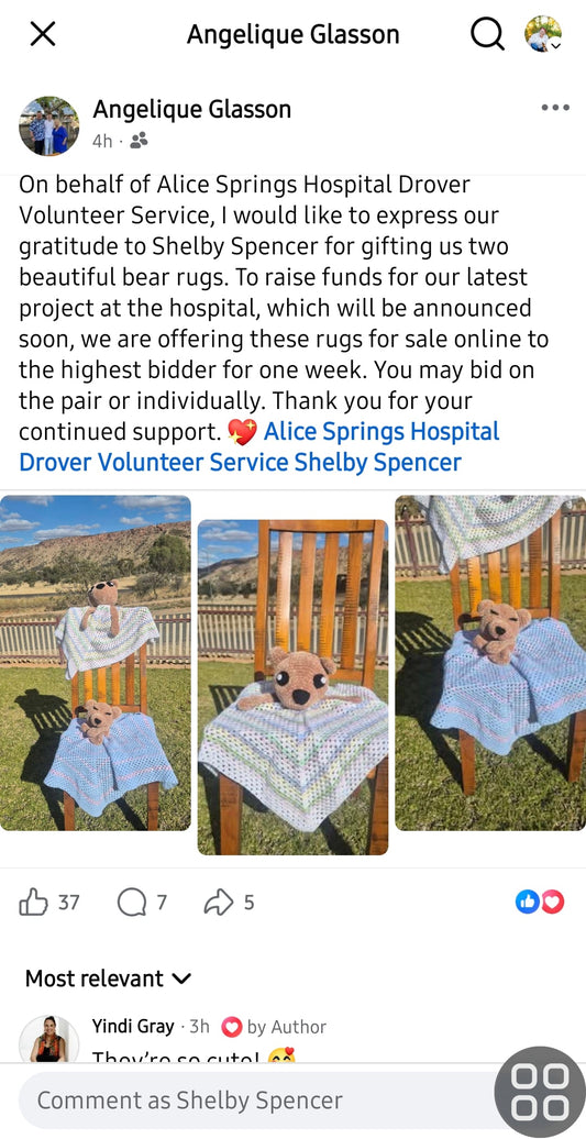 Supporting Our Community – Handmade Bear Rugs for Alice Springs Hospital